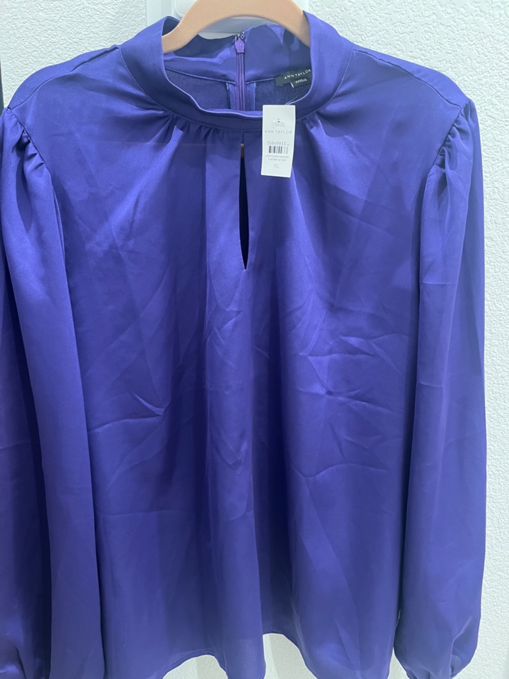 Ann Taylor Purple Satin Blouse XL